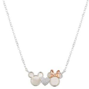 Mickey and Minnie Mouse Made For Each Other Fine Silver Plated Necklace